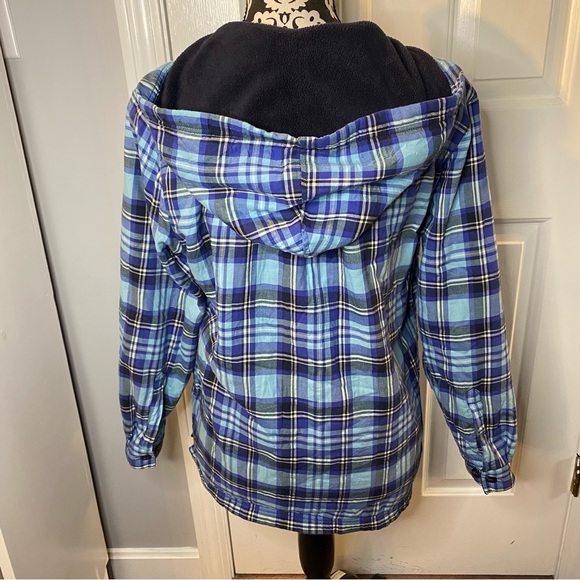 L.L.Bean fleece lined flannel hoodie - Picture 2 of 8